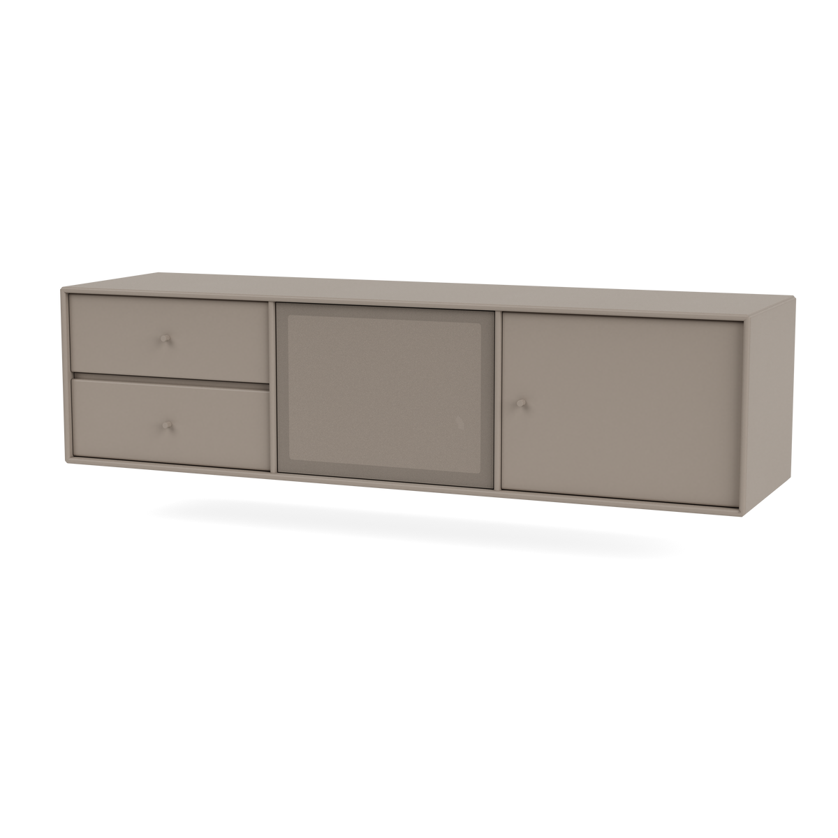 Meuble Tv Octave VI par Peter J. Lassen, laque 141 Truffle, suspendu au mur, packshot Montana