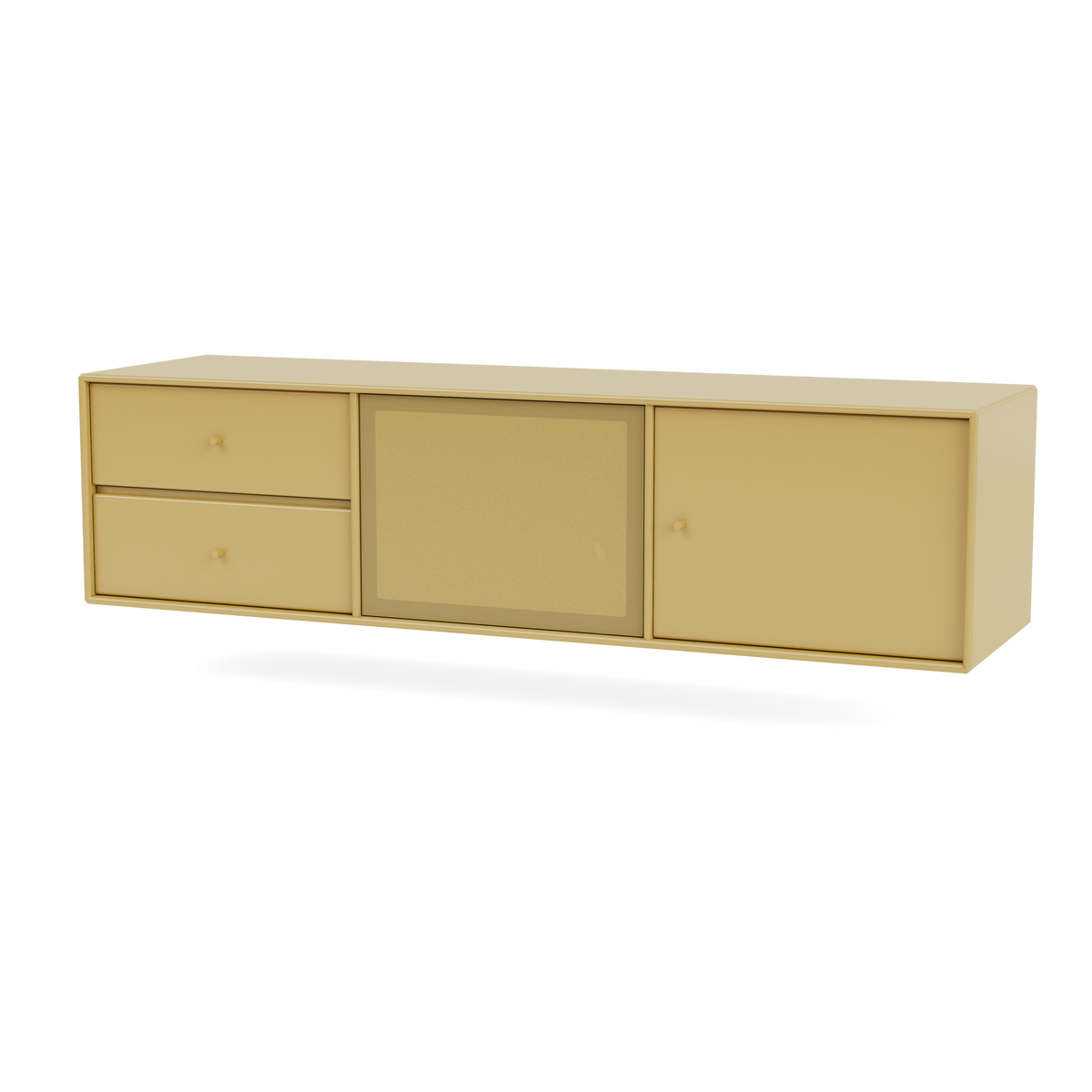 Meuble Tv Octave VI par Peter J. Lassen, laque 157 Cumin, suspendu au mur, packshot Montana