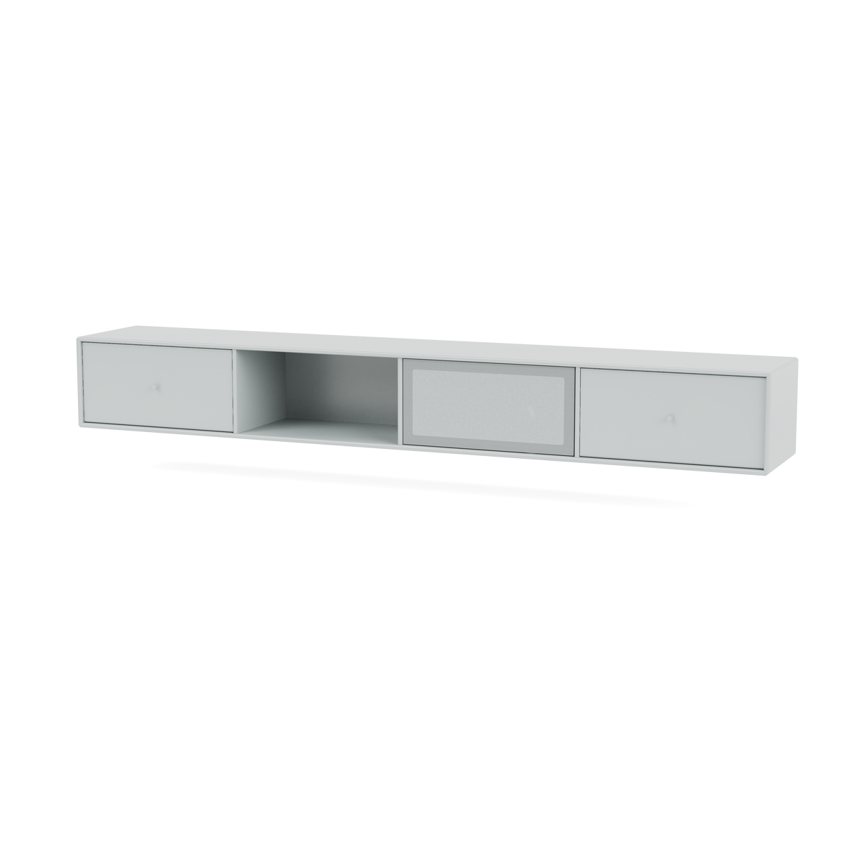 Meuble Tv Octave VII par Peter J. Lassen, laque 156 Oyster, suspendu au mur, packshot Montana