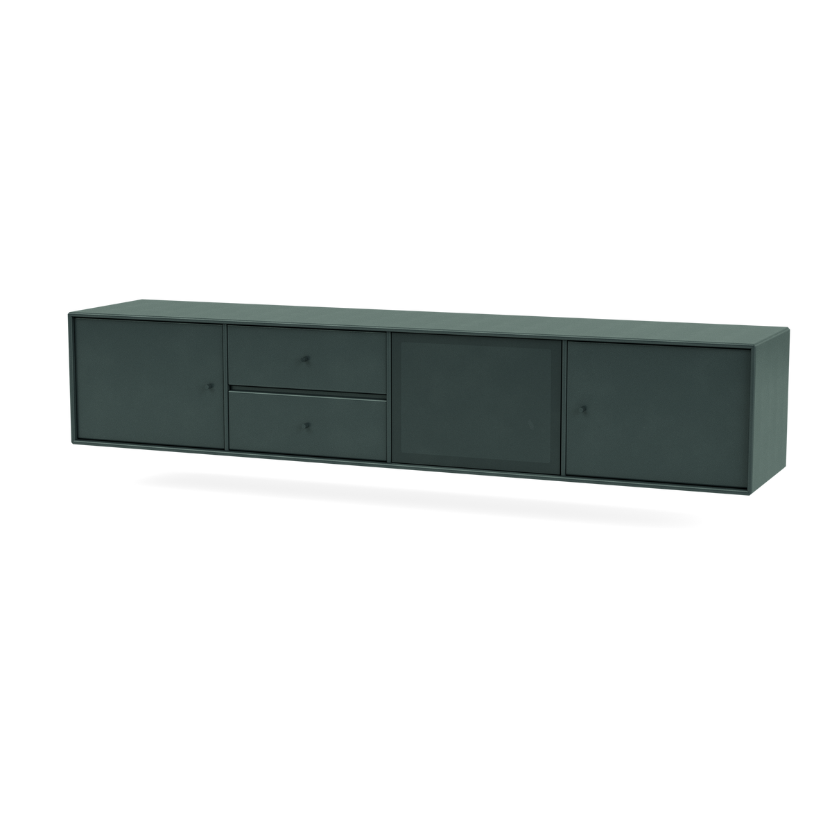 Meuble Tv Octave VIII par Peter J. Lassen, laque 163 Black Jade, suspendu au mur, packshot Montana