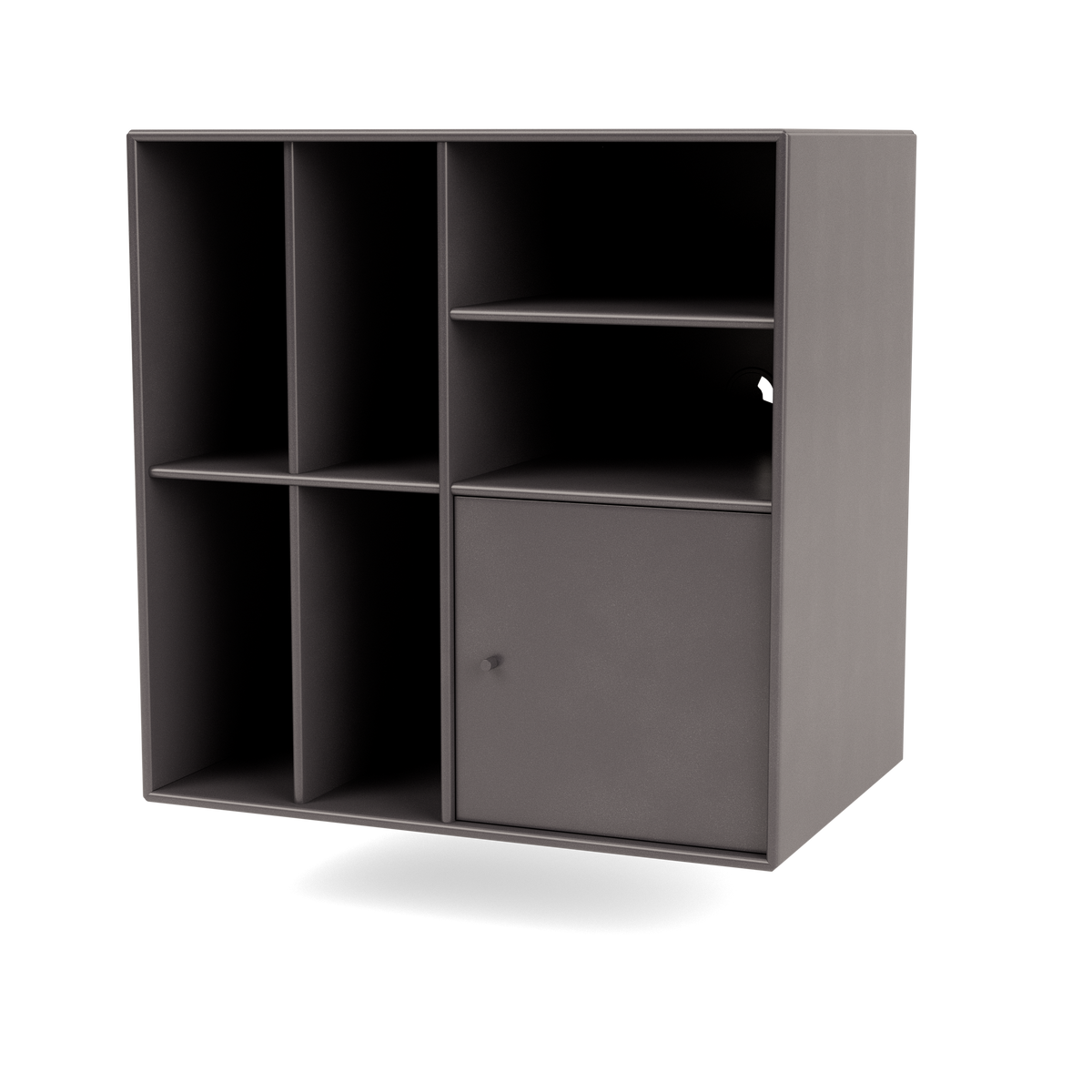 Meuble de Rangement Spin II par Peter J. Lassen, laque 35 Coffee, suspendu au mur, packshot Montana