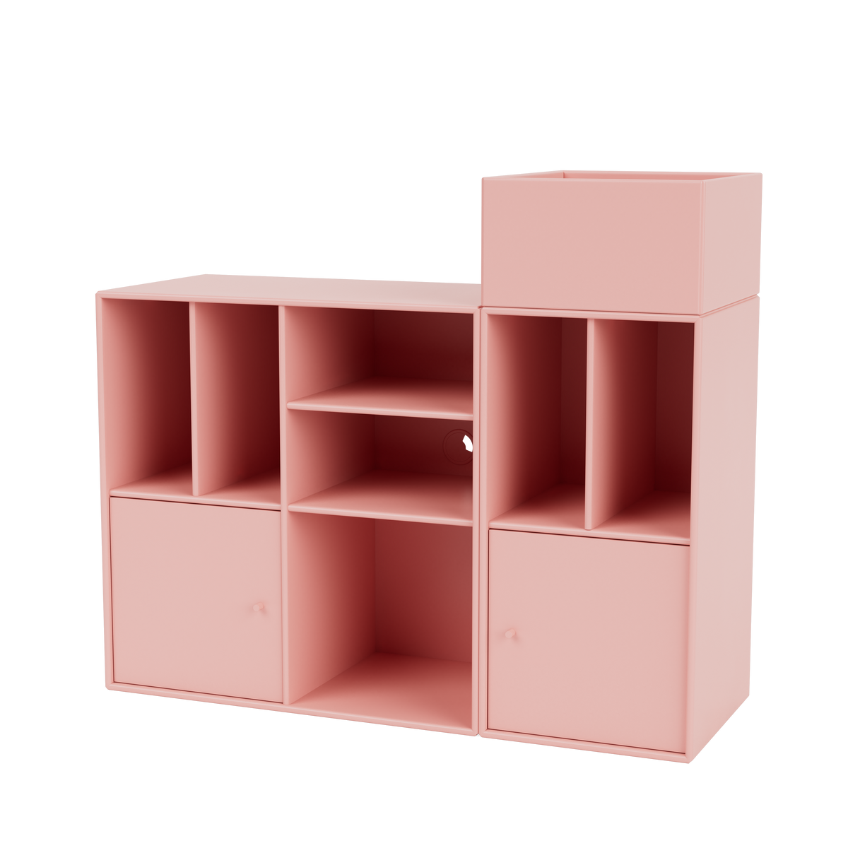 Meuble de Rangement Spin III par Peter J. Lassen, laque 167 Ruby, suspendu au mur, packshot Montana