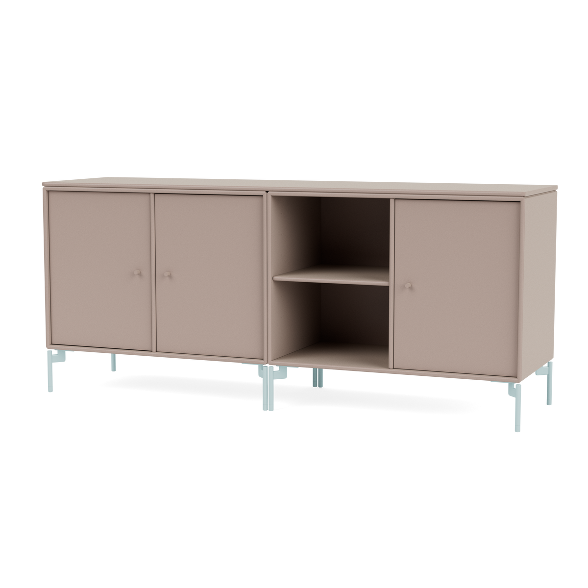 Module de Rangement Save par Peter J. Lassen, laque 137 Mushroom, sur pieds 148 Flint, packshot Montana