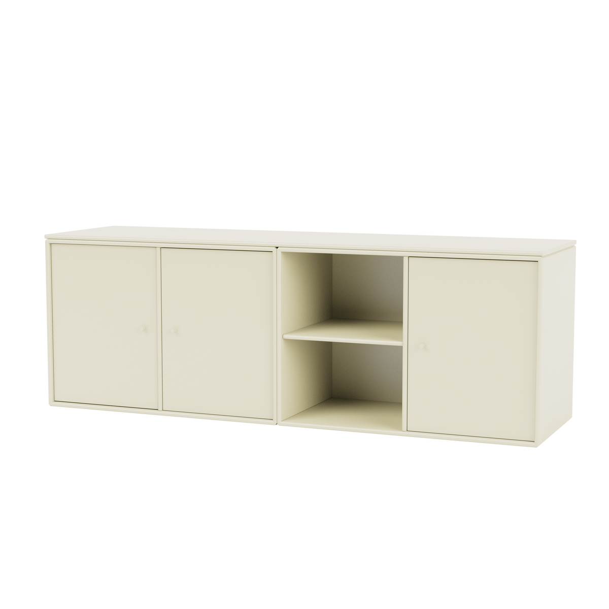 Module de Rangement Save par Peter J. Lassen, laque 150 Vanilla, suspendu au mur, packshot Montana