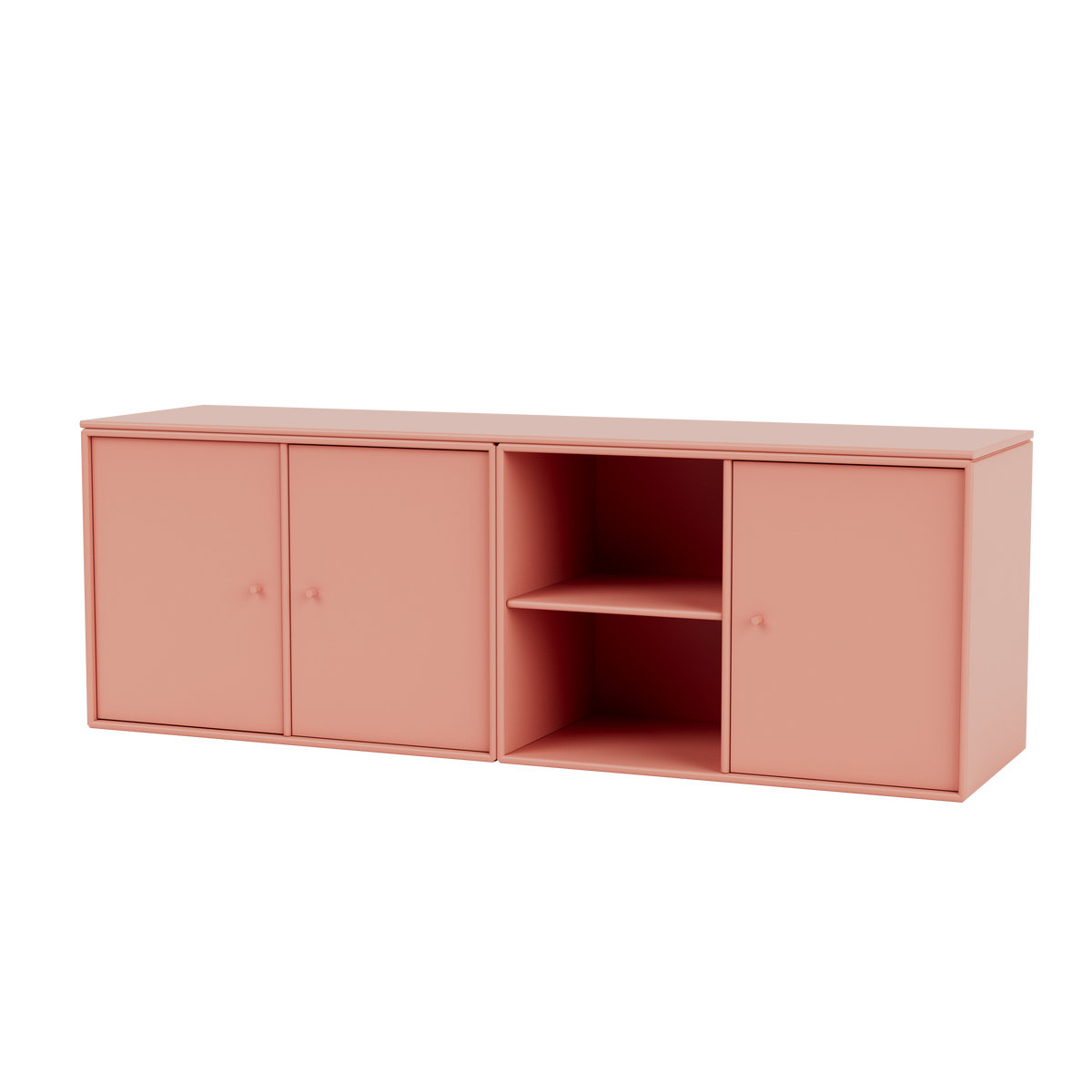 Module de Rangement Save par Peter J. Lassen, laque 151 Rhubarb, suspendu au mur, packshot Montana