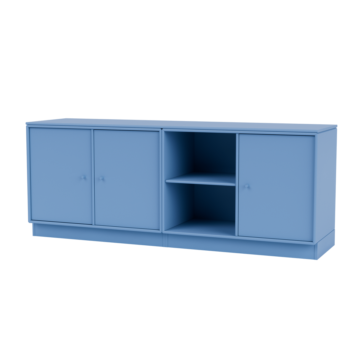 Module de Rangement Save par Peter J. Lassen, laque 154 Azure, sur socle de 7 cm, packshot Montana