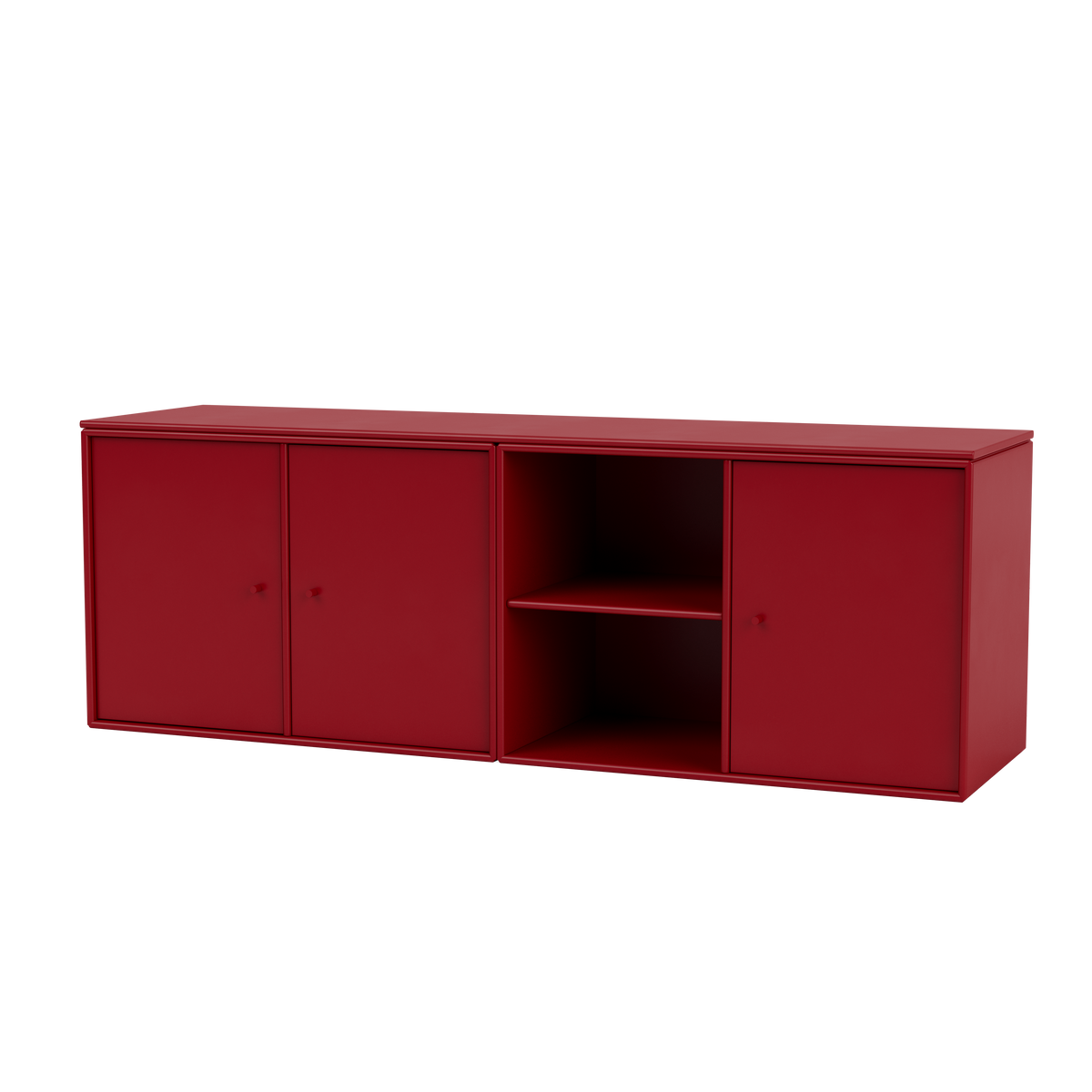 Module de Rangement Save par Peter J. Lassen, laque 165 Beetroot, suspendu au mur, packshot Montana