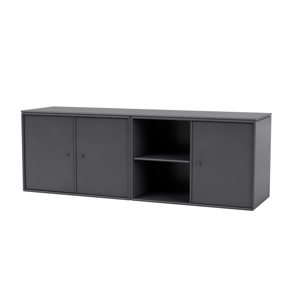 Module de Rangement Save par Peter J. Lassen, laque 36 Coal, suspendu au mur, packshot Montana