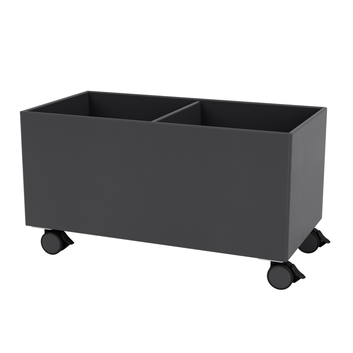 Colour Box III Montana laquée 04 Anthracite, sur roulettes, vue de trois quarts