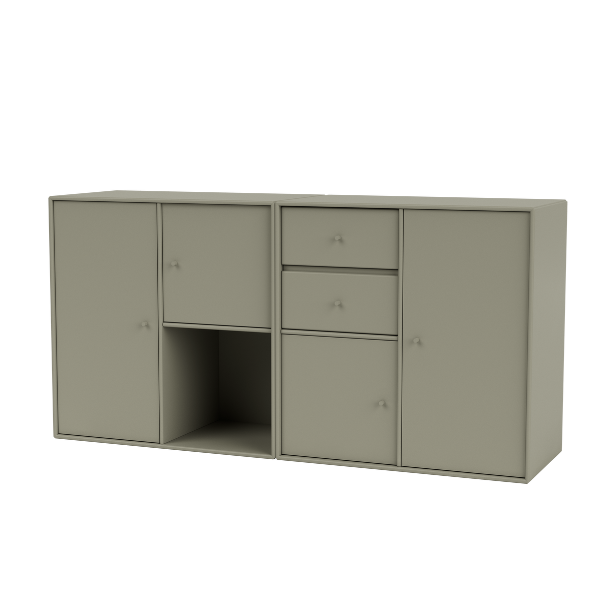 Buffet Couple Quick Ship, laque 144 Fennel, suspendu au mur, packshot Montana