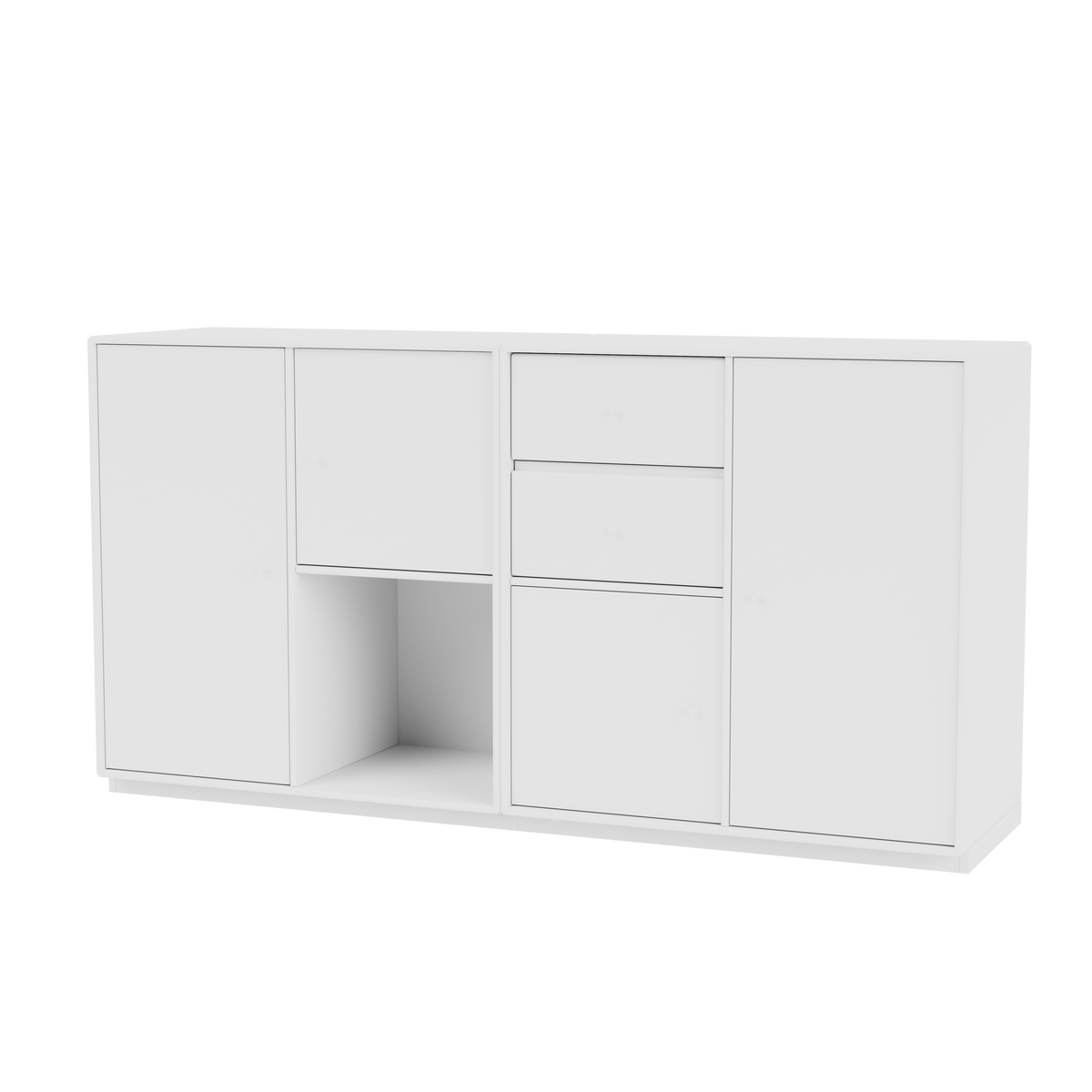 Buffet Couple Quick Ship, laque 101 New White, sur socle de 3 cm, packshot Montana