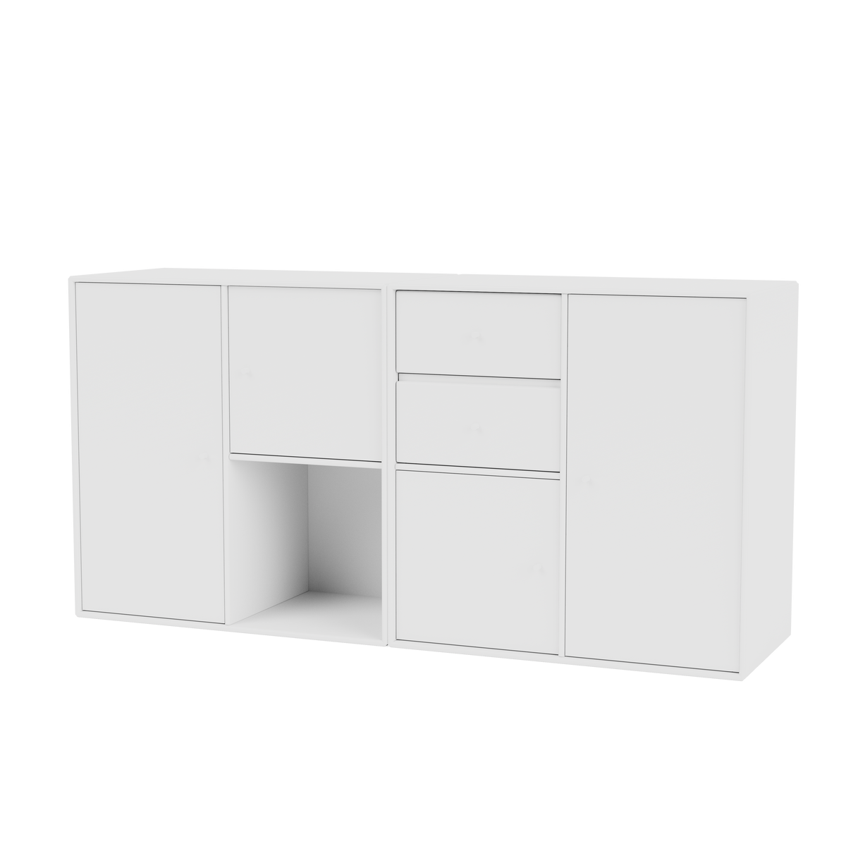 Buffet Couple Quick Ship, laque 101 New White, suspendu au mur, packshot Montana
