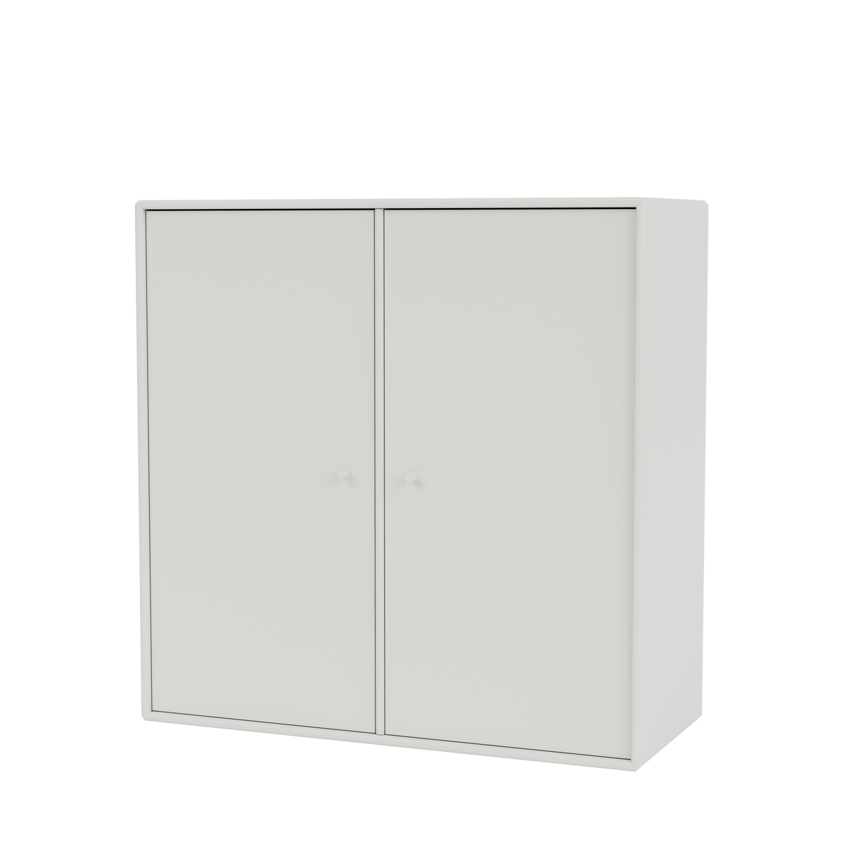 Meuble de rangement Cover Montana, laque 09 Nordic, suspendu au rail mural, vue de trois quarts sur fond blanc