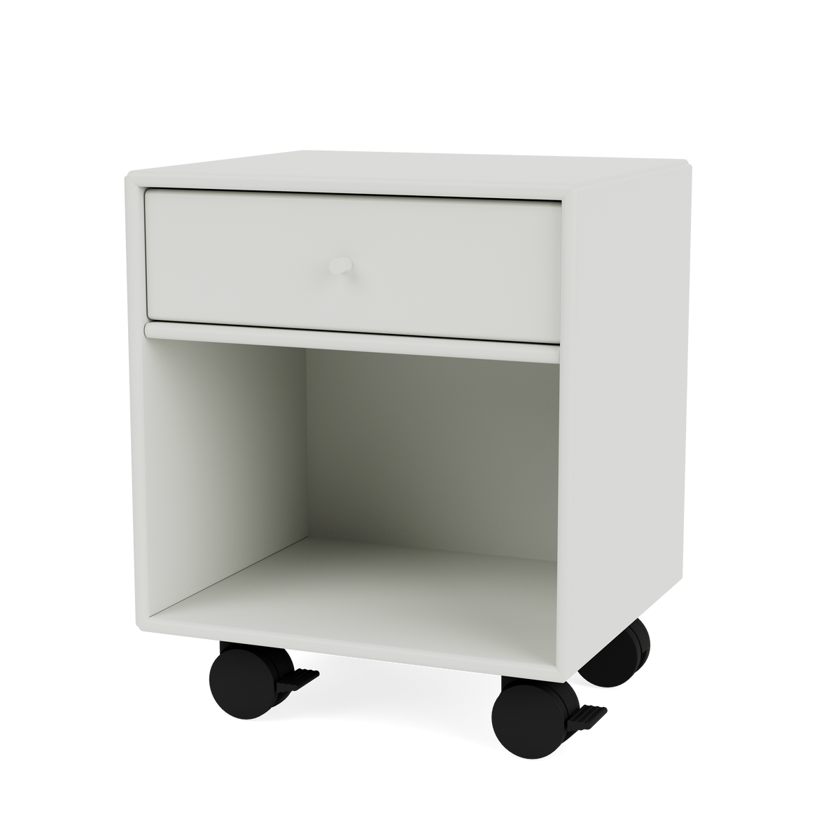 Table de chevet Dream Quick Ship, laque 09 Nordic, sur roulettes, packshot Montana