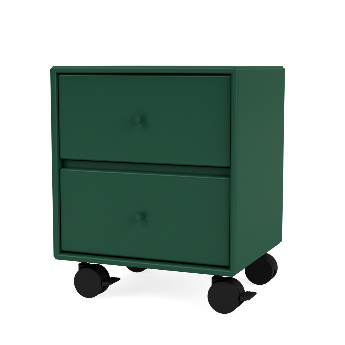 Table de chevet Drift Quick Ship, laque 136 Pine, sur roulettes, packshot Montana