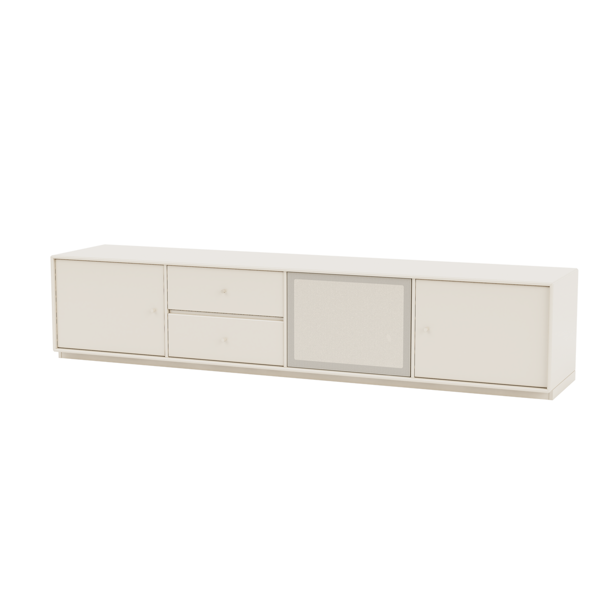 Meuble TV Octave VIII Quick Ship, laque 158 Oat, sur socle de 3 cm, packshot Montana