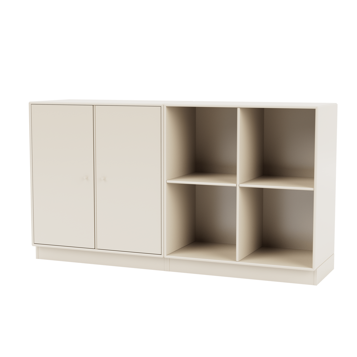Buffet Pair Quick Ship, laque 158 Oat, sur socle de 7 cm, packshot Montana