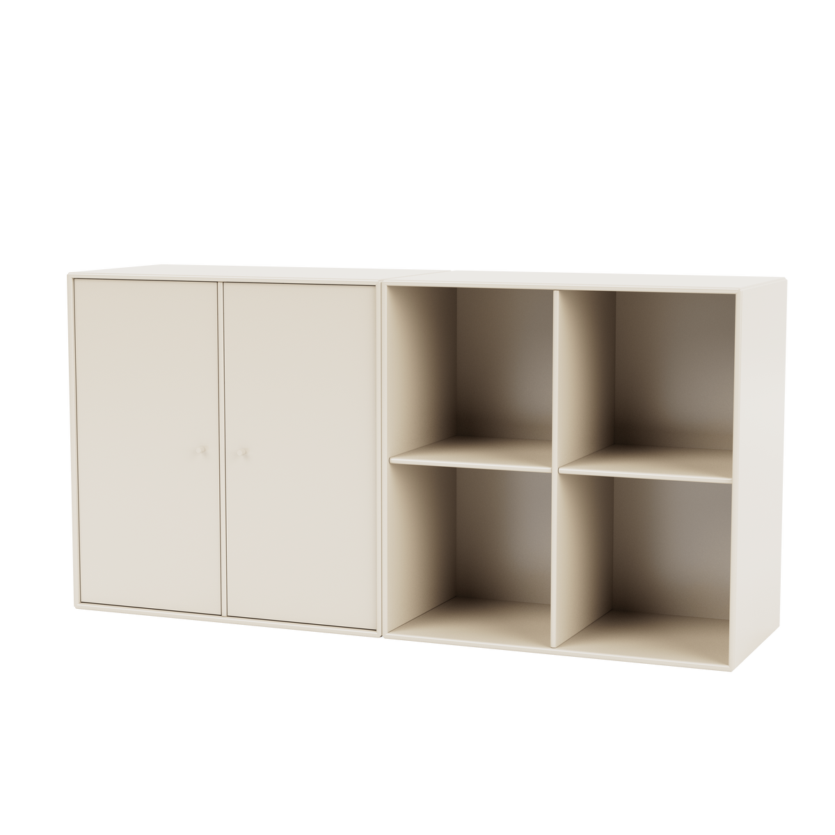 Buffet Pair Quick Ship, laque 158 Oat, suspendu au mur, packshot Montana