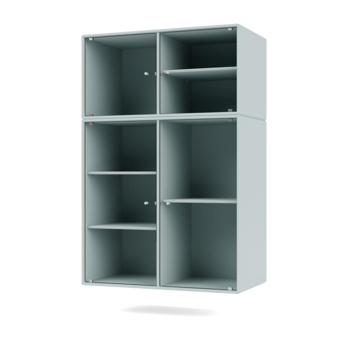 Vitrine Ripple III Quick Ship, laque 148 Flint, suspendu au mur, packshot Montana