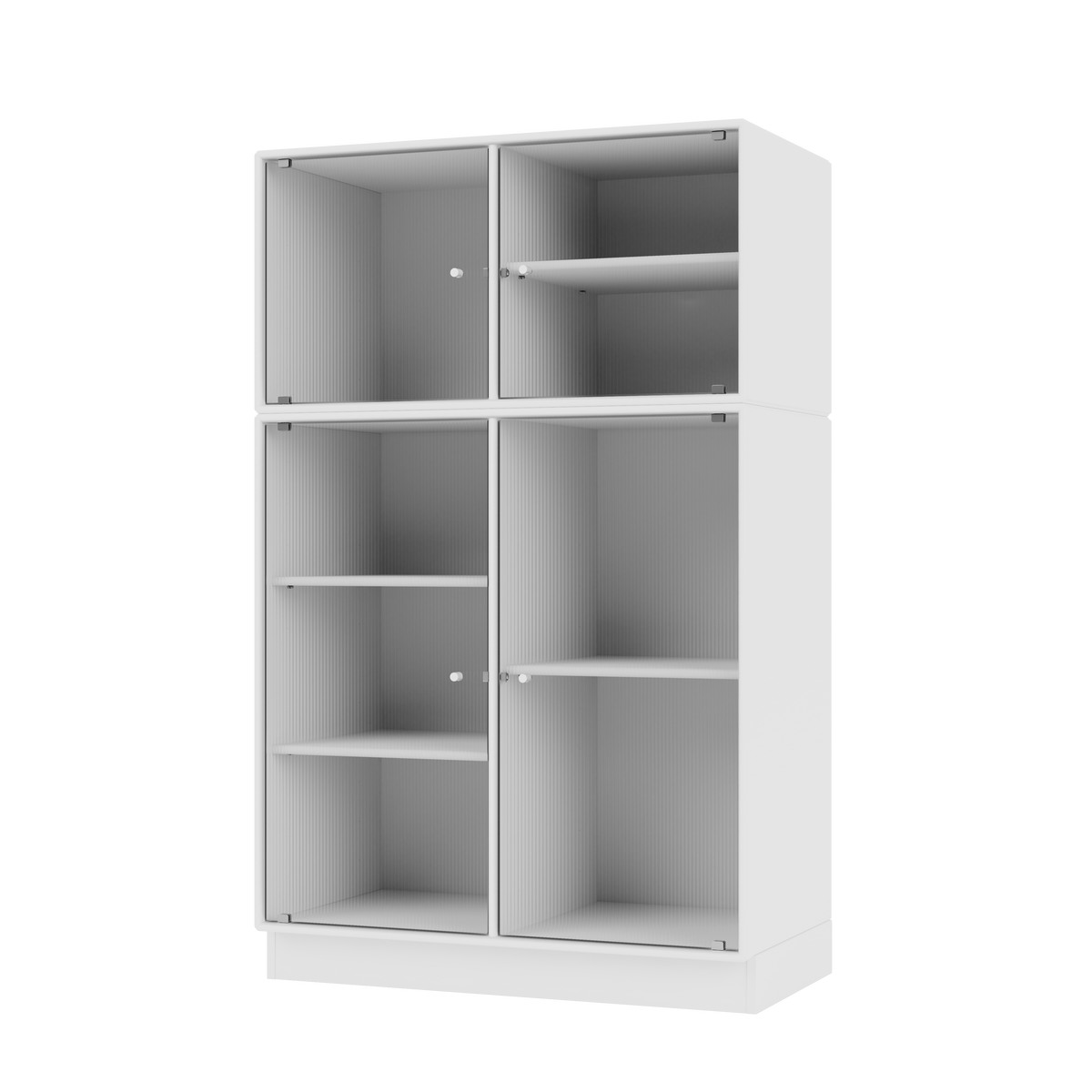 Vitrine Ripple III Quick Ship, laque 101 New White, sur socle de 7 cm, packshot Montana