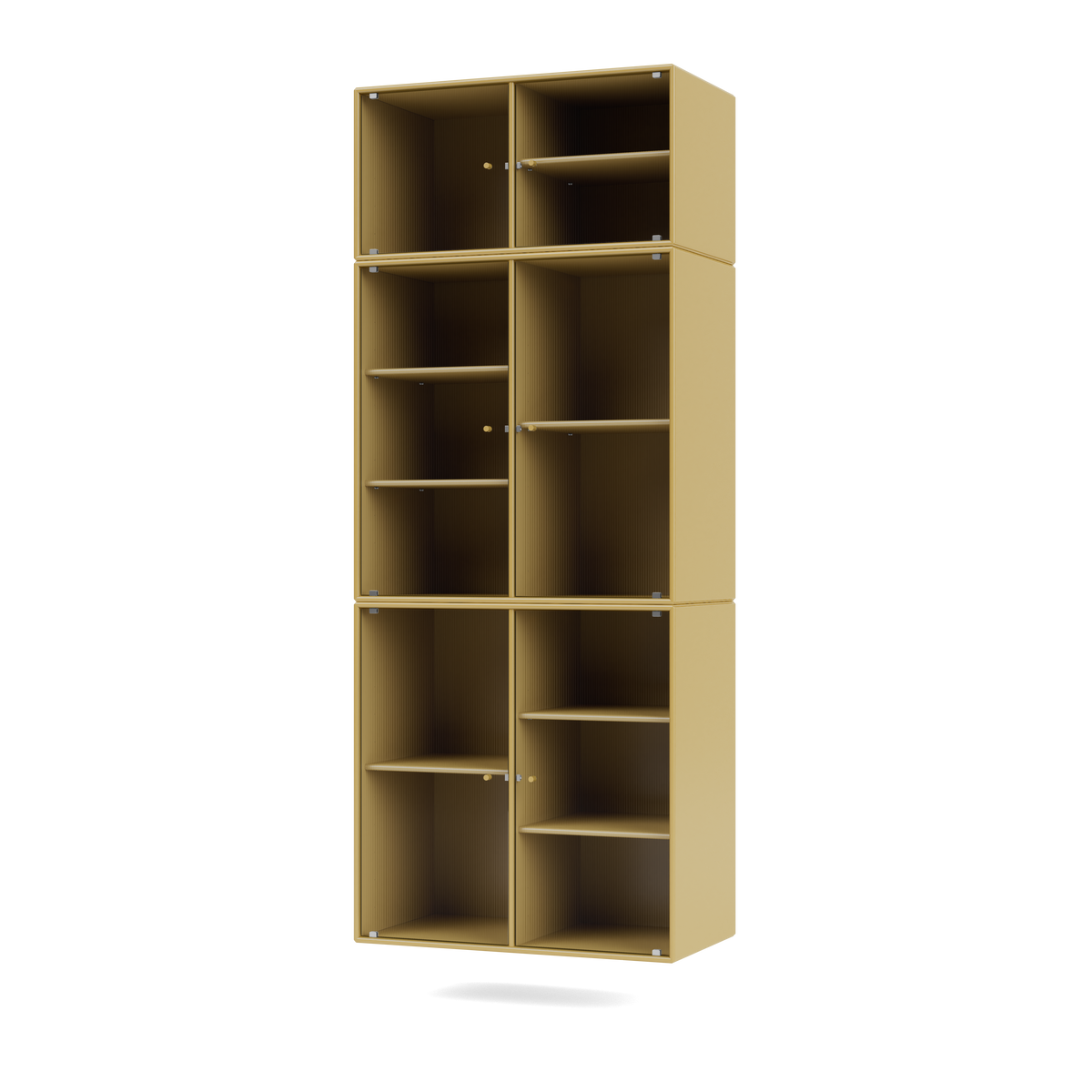 Vitrine Ripple IV Quick Ship, laque 157 Cumin, suspendu au mur, packshot Montana
