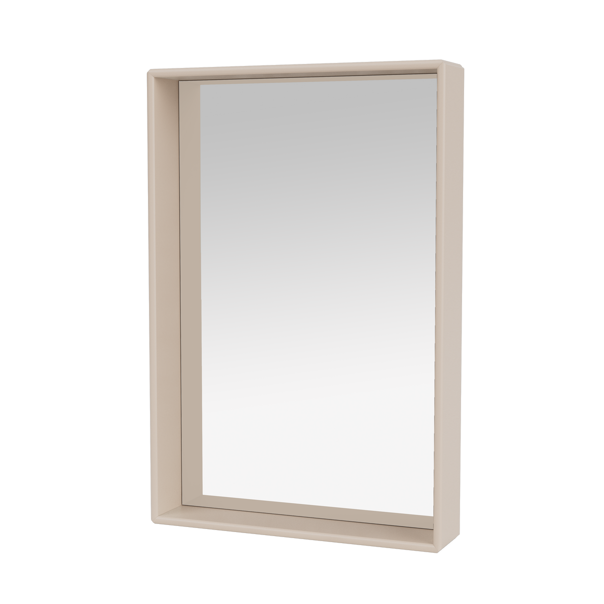Miroir Colour Frame SHELFIE Montana, cadre laqué 168 Clay, vue de trois quarts sur fond blanc