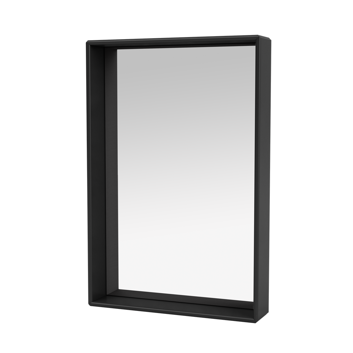 Miroir Colour Frame SHELFIE Montana, cadre laqué 05 Black, vue de trois quarts sur fond blanc