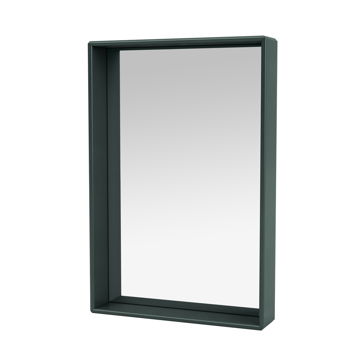 Miroir Colour Frame SHELFIE Montana, cadre laqué 163 Black Jade, vue de trois quarts sur fond blanc
