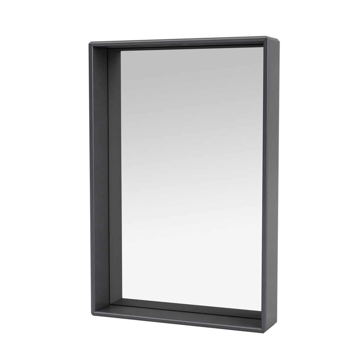 Miroir Colour Frame SHELFIE Montana, cadre laqué 36 Coal, vue de trois quarts sur fond blanc