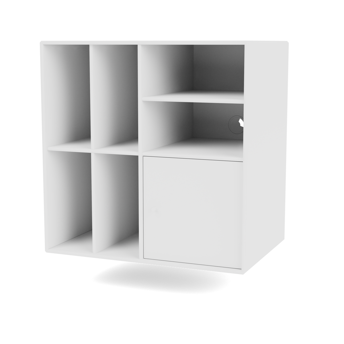 Rangement à vinyles Spin II Quick Ship, laque 101 New White, suspendu au mur, packshot Montana