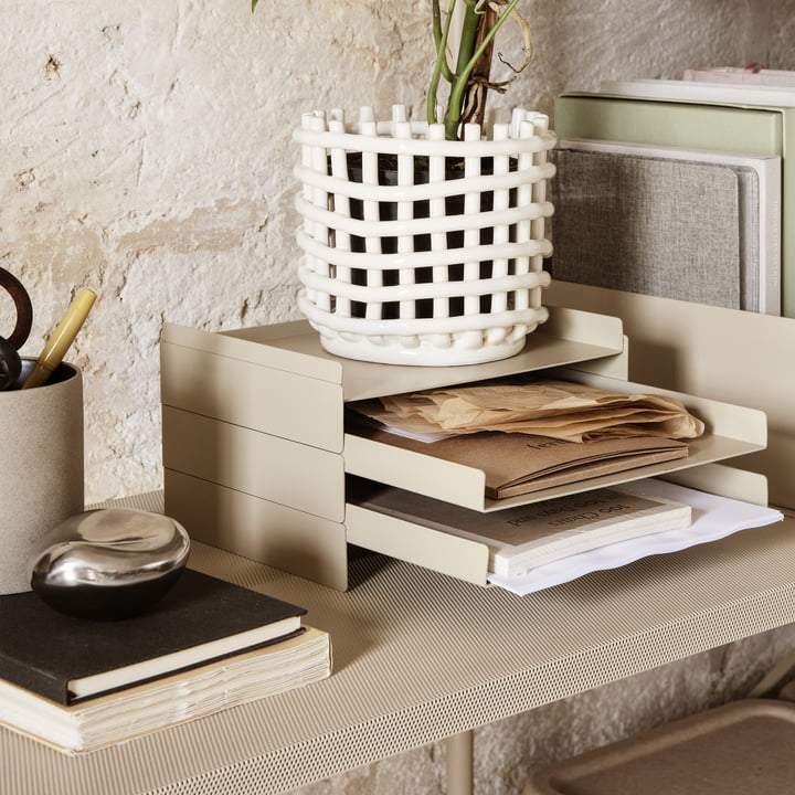 Panier Ceramic Basket de Trine Andersen - Ferm Living-Blanc-The Woods Gallery