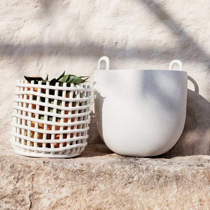 Panier Ceramic Basket de Trine Andersen - Ferm Living-Blanc-The Woods Gallery