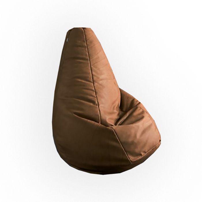 Pouf Sacco Cuir de Piero Gatti, Cesare Paolini et Franco Teodoro - Zanotta-cuir brun, forme poire, vue de face-The Woods Gallery