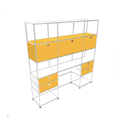 Rangement Home Office coloris Jaune Or et Blanc pur - USM Haller - Meuble d&
