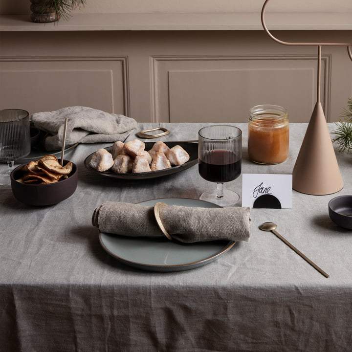 Ronds de serviette en laiton doré Flow (lot de 4) - Ferm Living-Noir-The Woods Gallery