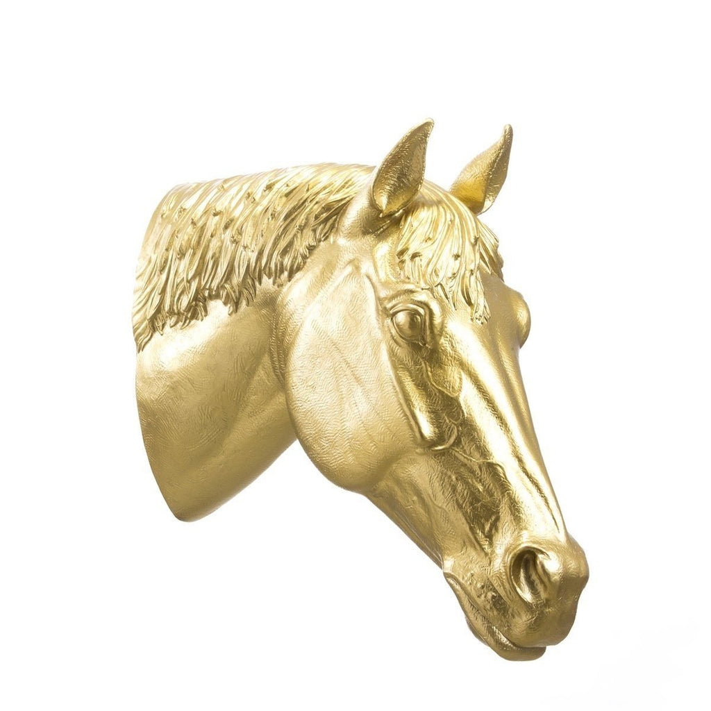 Sculpture Horse Head de Ottmar Hörl - Tête de cheval-Or-Unsigned-The Woods Gallery