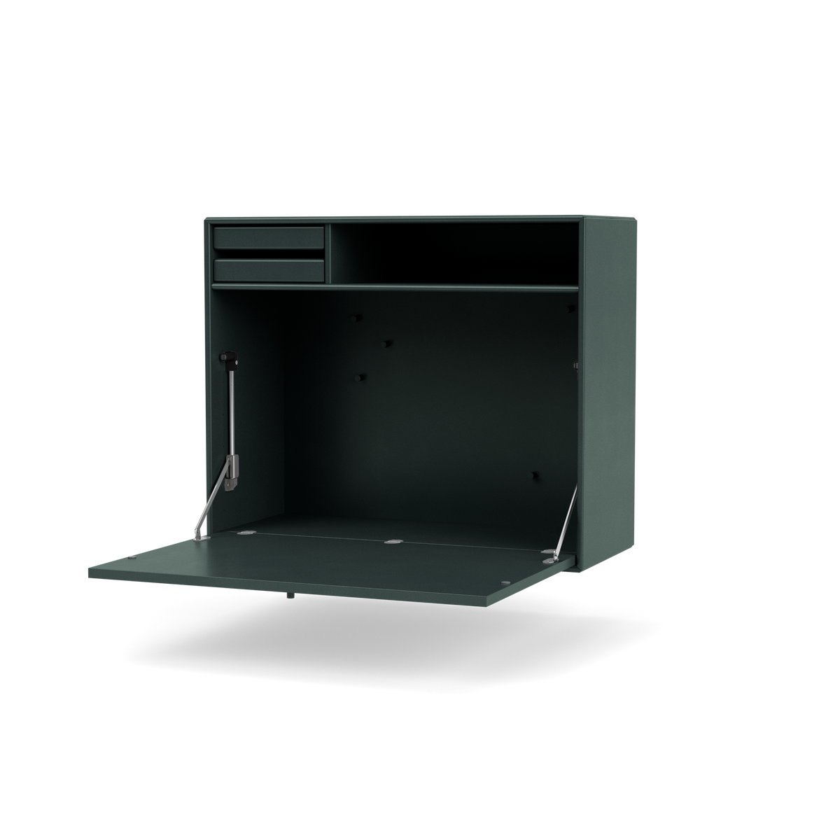 Secrétaire Modulable Studio par Peter J. Lassen, laque 163 Black Jade, suspendu au mur, packshot Montana