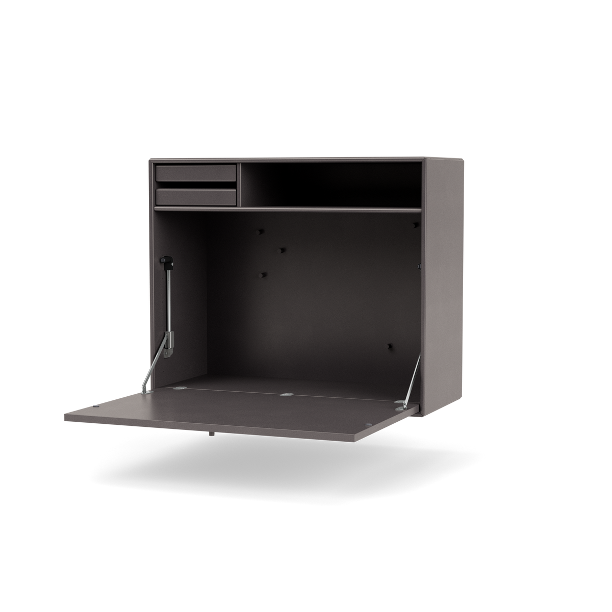 Secrétaire Modulable Studio par Peter J. Lassen, laque 35 Coffee, suspendu au mur, packshot Montana