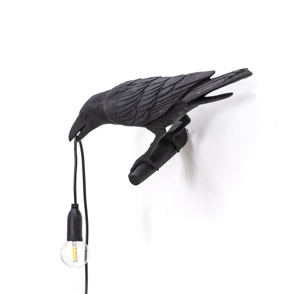 Applique Bird Lamp Looking Left noire de Marcantonio - Seletti-vue 4-The Woods Gallery