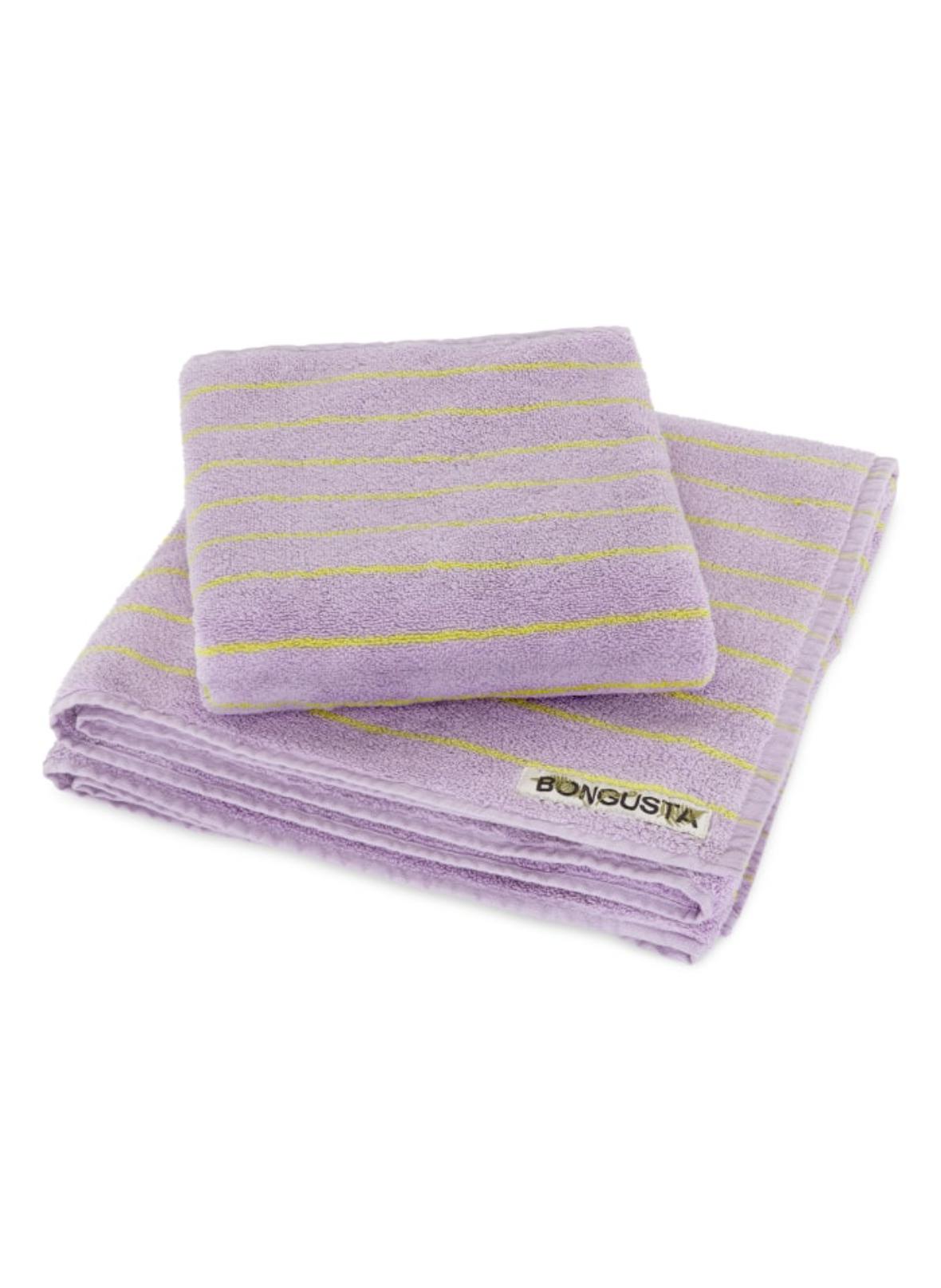 Serviettes de Bain Naram - Large (lot de 4)- Bongusta-Lila et Jaune Fluo-The Woods Gallery