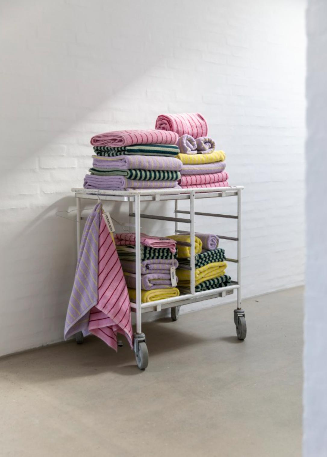 Serviettes de Bain Naram - Large (lot de 4)- Bongusta-Lila et Jaune Fluo-The Woods Gallery