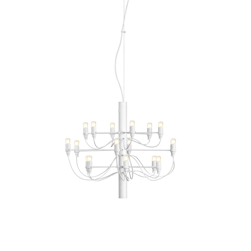Suspension 2097 de Gino Sarfatti - Flos-Blanc-Ampoules transparentes-18 ampoules-The Woods Gallery