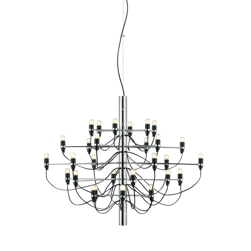 Suspension 2097 métal 30 ampoules - Flos-Chromé-Ampoules dépolies-The Woods Gallery