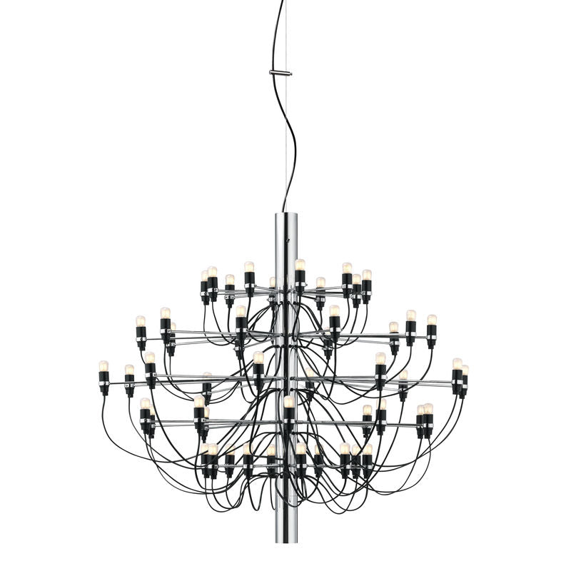 Suspension 2097 métal 50 ampoules - Flos-Chromé-Ampoules dépolies-The Woods Gallery