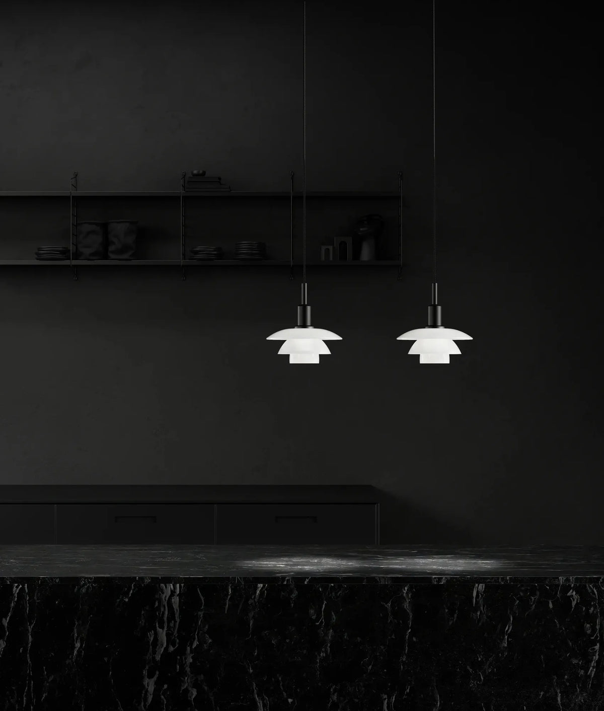 Suspension PH 3/3 de Poul Henningsen - Louis Poulsen-Verre opalin blanc-The Woods Gallery