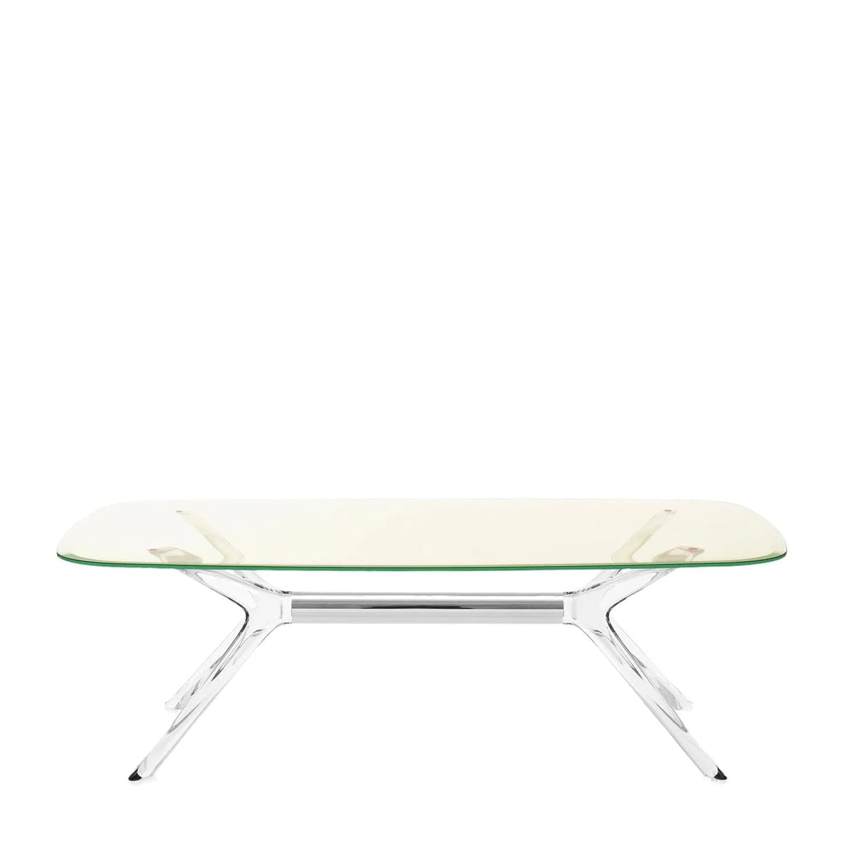 Table Blast de Philippe Starck - Kartell-Jaune-Cristal - Détail Chromé-H 40 X L 80 cm-The Woods Gallery