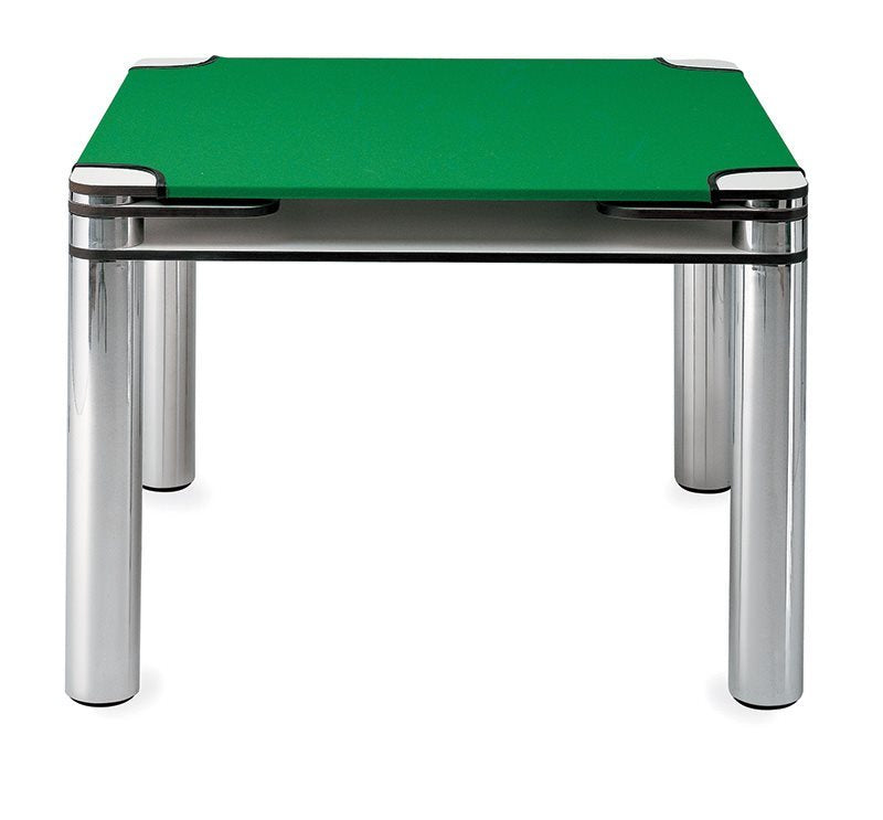Table Poker L 98 cm par Joe Colombo - Zanotta-vue de face, plateau de feutre vert-The Woods Gallery