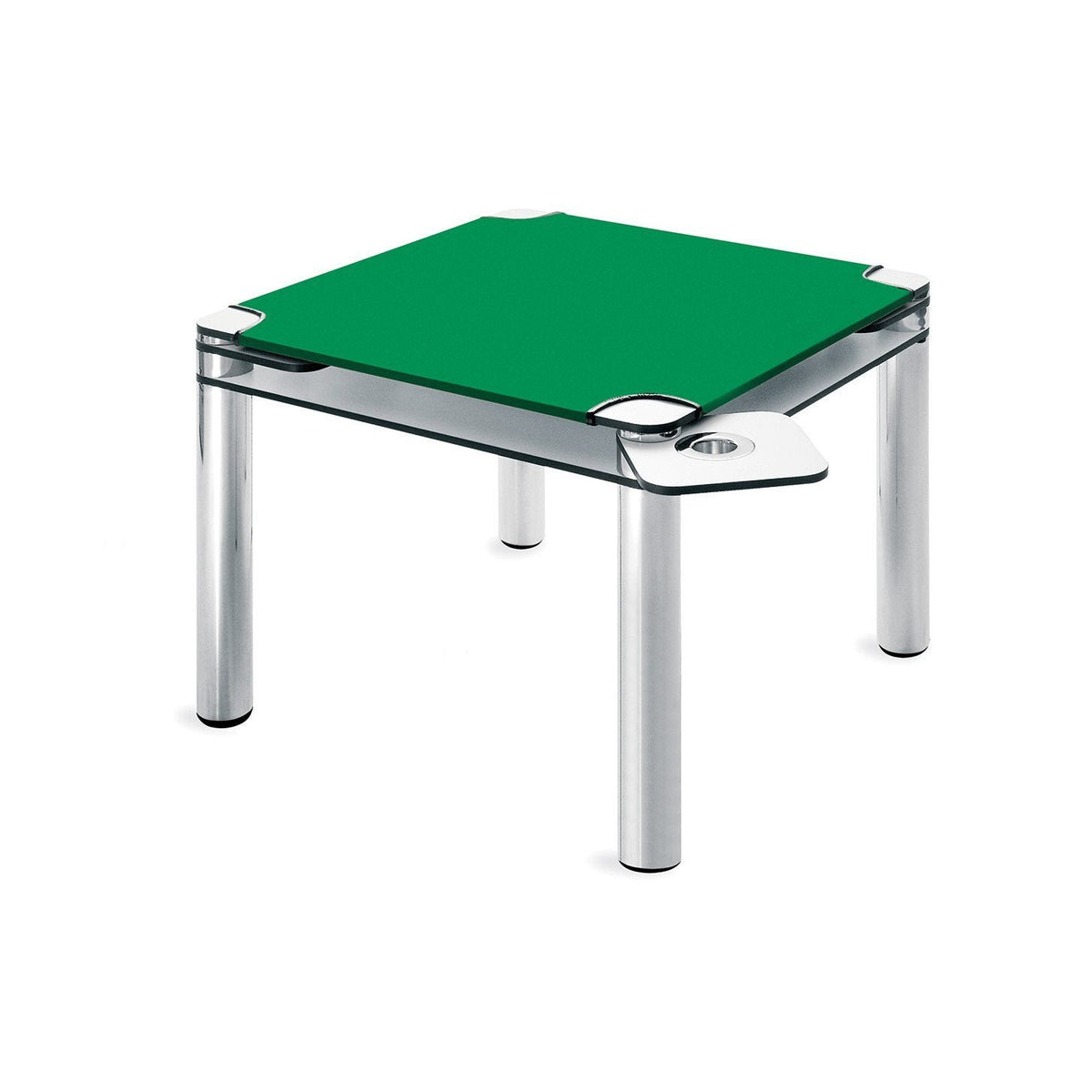 Table Poker L 98 cm par Joe Colombo - Zanotta-plateau de feutre vert, de trois quarts-The Woods Gallery