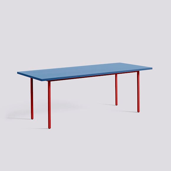 Table Two-Colour par Muller Van Severen L 200 cm - Hay-Bleu Pieds Rouge-The Woods Gallery
