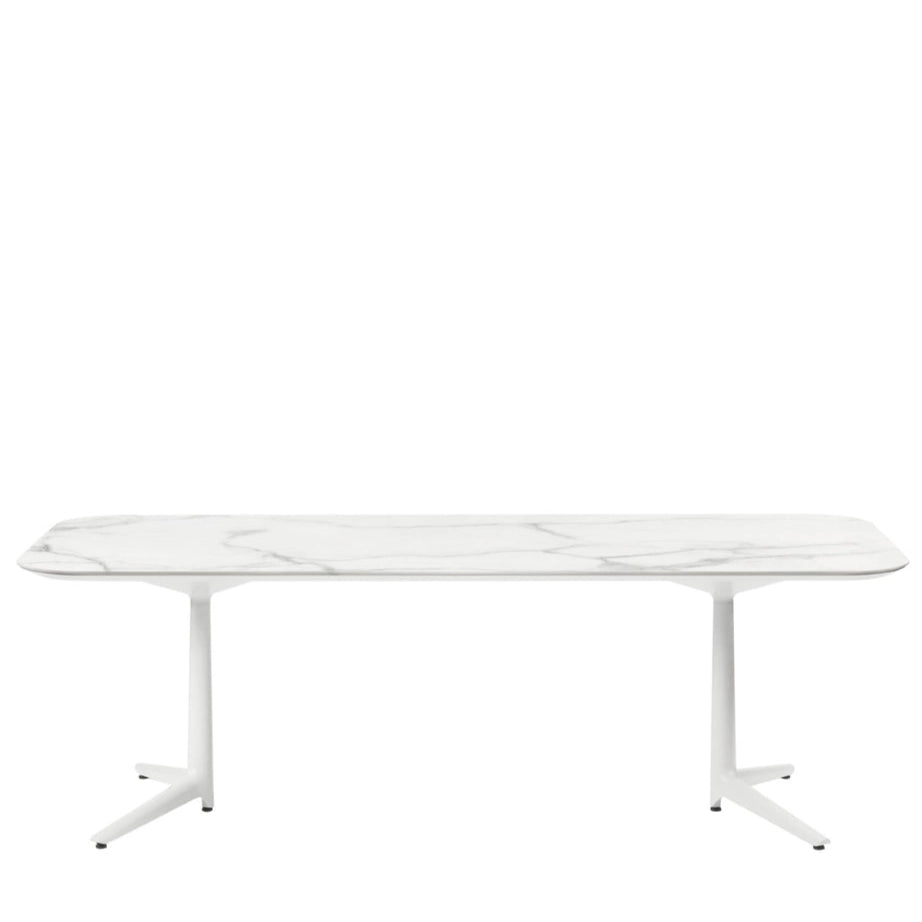 Table XL Multiplo Rectangular Outdoor de Antonio Citterio - Kartell-Marbre blanc-Taille 2 : H 75 x L 180 x Prof.90 cm-The Woods Gallery